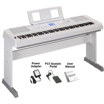 YAMAHA DGX660 White Pianoforte digitale bianco con stand e pedaliera + Cuffie