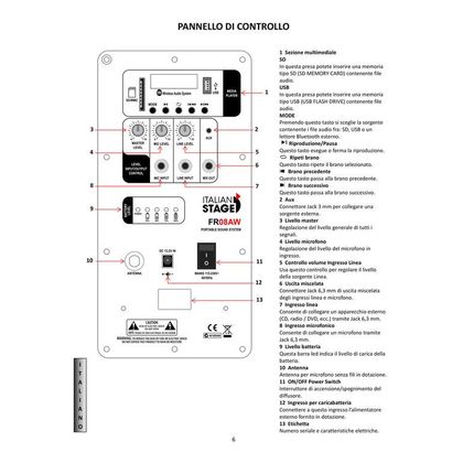 Italian Stage FR08AW Cassa multifunzione portatile con microfono