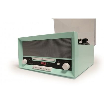 FENTON RP135 Giradischi 60's Combi USB, Bluetooth azzurro con lettore CD e altoparlanti integrati
