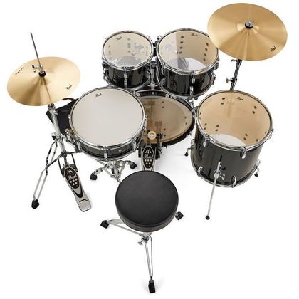 Pearl Roadshow RS525SC C31 Jet Black Batteria acustica completa con piatti Sabian Nera