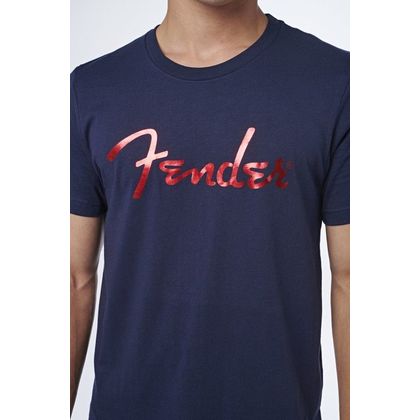 Fender Foil Spaghetti Logo T-Shirt Blue M Maglietta blu