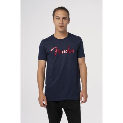 Fender Foil Spaghetti Logo T-Shirt Blue M Maglietta blu