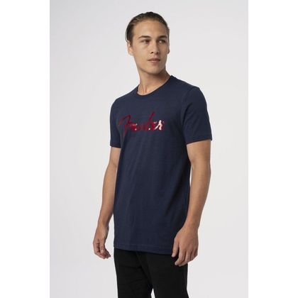 Fender Foil Spaghetti Logo T-Shirt Blue S Maglietta blu