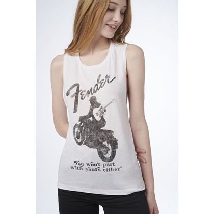 Fender Jaguar Women's Sleeveless T-Shirt White L Canotta bianca