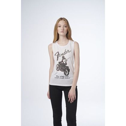 Fender Jaguar Women's Sleeveless T-Shirt White L Canotta bianca