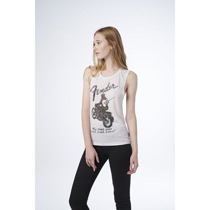 Fender Jaguar Women's Sleeveless T-Shirt White L Canotta bianca