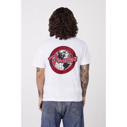 Fender Spaghetti Logo Globe T-Shirt White L Maglietta bianca