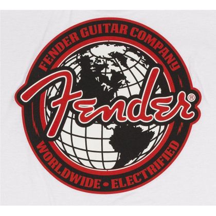 Fender Spaghetti Logo Globe T-Shirt White S Maglietta bianca