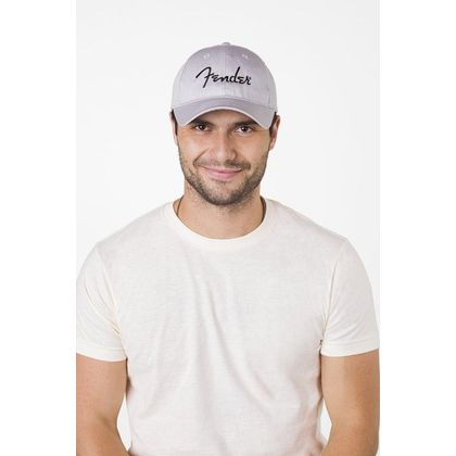 Fender Embroidered Logo Dad Hat Silver Cappello grigio