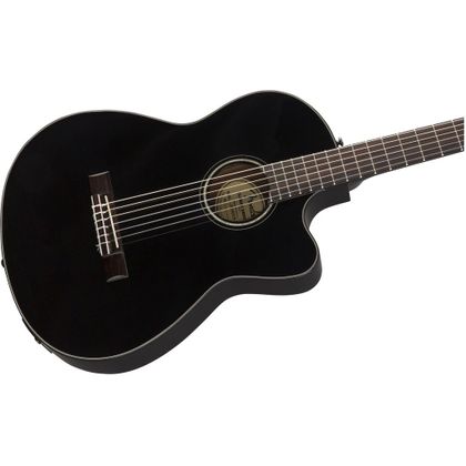 Fender CN140SCE Nylon Thinline Black Chitarra classica elettrificata con borsa rigida