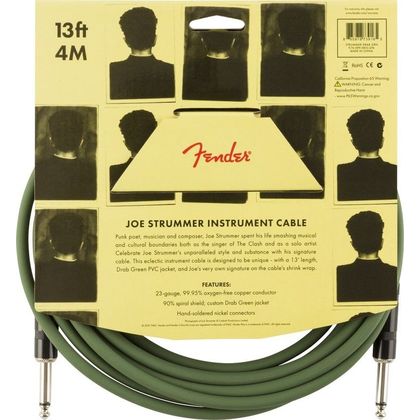 Fender Joe Strummer Pro Instrument Cable Drab Green Cavo per strumenti Jack - Jack 4 mt.