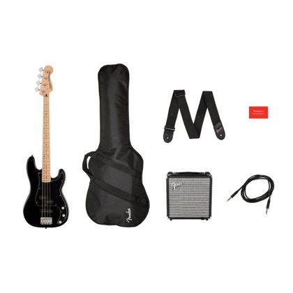 Fender Squier Affinity Precision Bass PJ Pack MN BLK Black Basso elettrico con amplificatore e accessori