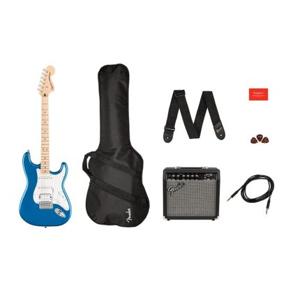 Fender Squier Affinity Stratocaster HSS Pack 15G MN LPB Lake Placid Blue Chitarra elettrica con amplificatore e accessori