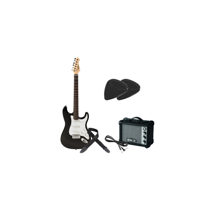 Kit Chitarra elettrica nera Darestone ELGBK con amplificatore Bundle