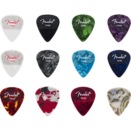 FENDER Plettri Puntinati 351 in Celluloide - Pack da 12 Thin