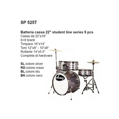 DAM SP525TBL Batteria acustica completa da studio blu