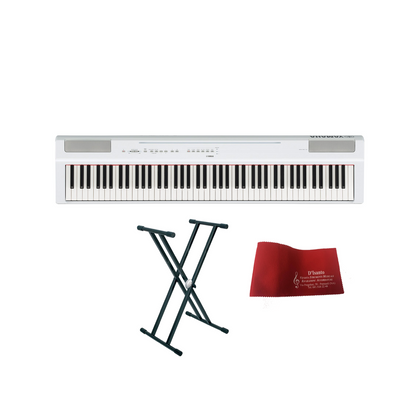 Yamaha P125 White Pianoforte digitale bianco con doppio supporto
