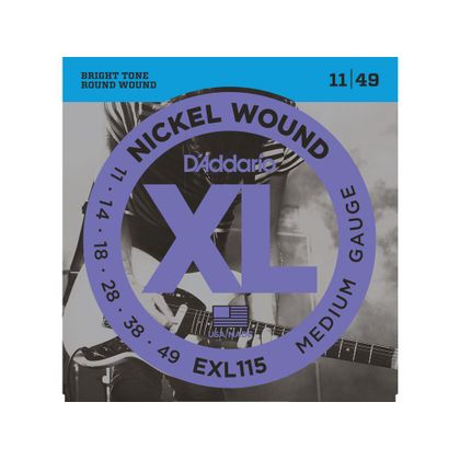 D'Addario EXL115 Muta di corde per chitarra elettrica Medium 011-049