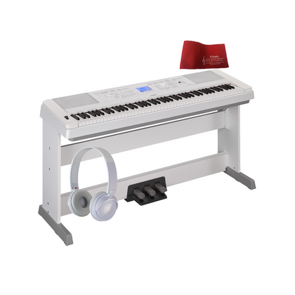YAMAHA DGX660 White Pianoforte digitale bianco con stand e pedaliera + Cuffie + Copritastiera omaggio