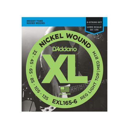 D'Addario EXL165-6 Muta di corde per Basso elettrico 6 corde Reg Light Top / Med Btm  032-135