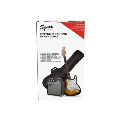 Fender Squier Stratocaster SSS Pack 10G BSB Kit chitarra elettrica Brown Sunburst con amplificatore e accessori