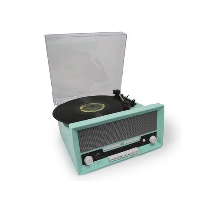 FENTON RP135 Giradischi 60's Combi USB, Bluetooth azzurro con lettore CD e altoparlanti integrati