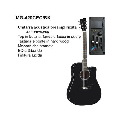 DAM MG420CEQ Black Chitarra acustica elettrificata nera