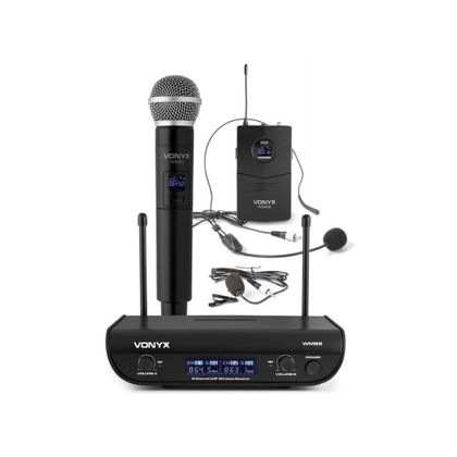 VONYX WM82C Doppio Radiomicrofono UHF 1 gelato + 1 archetto + pulce