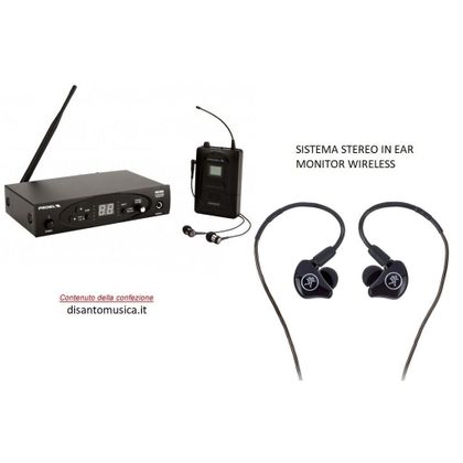 Sistema In Ear Monitor stereo wireless Proel RM300TR con Auricolare MACKIE MP120