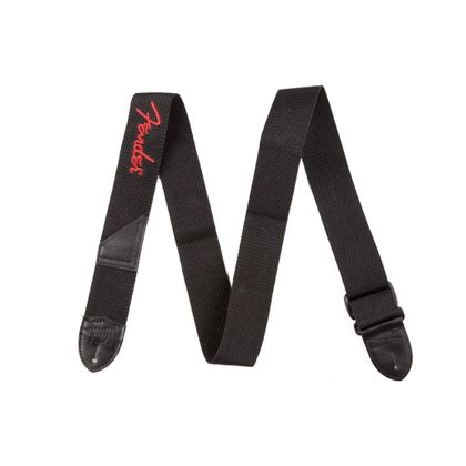 Fender Black Polyester Logo Strap Red Tracolla per chitarra