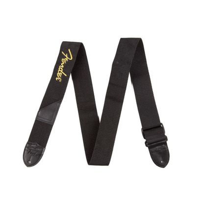 Fender Black Polyester Logo Strap Yellow Tracolla per chitarra