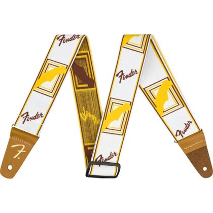 Fender Weighless Monogrammed Strap White/Brown/Yellow Tracolla per chitarra