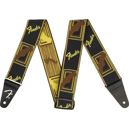 Fender Weighless Monogrammed Strap Black/Yellow/Brown Tracolla per chitarra