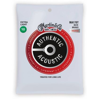 MARTIN MA170T Authentic LifeSpan 2.0 Bronze Treated Muta di corde per chitarra acustica Extra Light 010-047