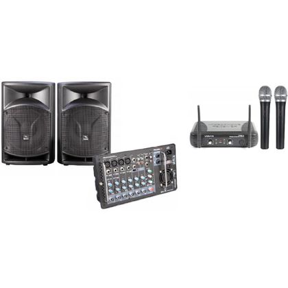 Proel Freepass 10 usb Impianto audio 500W Bundle con doppio radiomicrofono