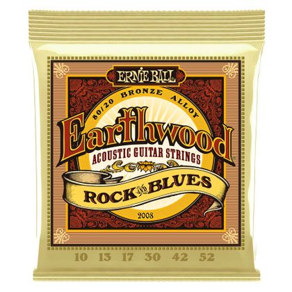 Ernie Ball 2008 Earthwood Rock & Blues con Sol liscio Cordiera per chitarra acustica 80/20 Bronze 010 - 052