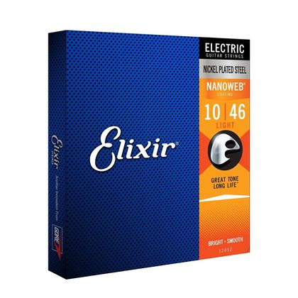Elixir 12052 Nanoweb Nickel Plated Steel Muta di corde per chitarra elettrica Light 010-046