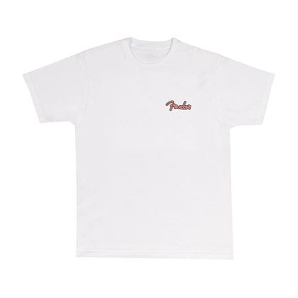 Fender Spaghetti Logo Globe T-Shirt White L Maglietta bianca