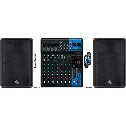 Impianto Audio Professionale Live Yamaha 930W Bundle Coppia Casse DBR15 + Mixer MG10XU + cavi omaggio