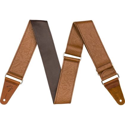 Fender Tooled Leather Strap Brown Tracolla per chitarra