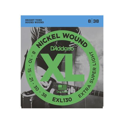 D'Addario EXL130 Muta di corde per chitarra elettrica Extra Super Light 008-038