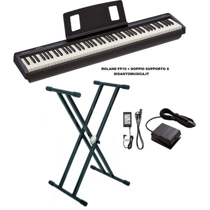 Roland FP-10 BK + Supporto X Pianoforte digitale 88 tasti pesati + copritastiera omaggio