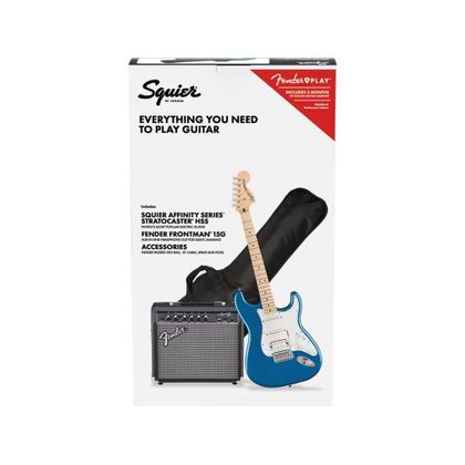 Fender Squier Affinity Stratocaster HSS Pack 15G MN LPB Lake Placid Blue Chitarra elettrica con amplificatore e accessori