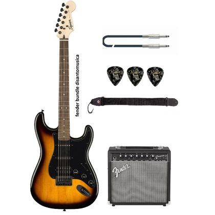 Fender FSR Bullet Stratocaster HT HSS LRL Sunburst  Bundle Chitarra elettrica + amplificatore + cavo + tracolla e plettri omaggio
