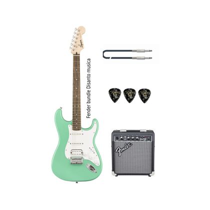 Fender FSR Bullet Stratocaster HT HSS LRL Sea Foam Green  Bundle Chitarra elettrica + amplificatore + cavo + plettri omaggio