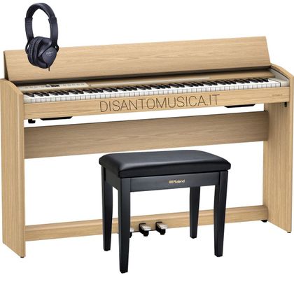 Roland F701 Light oak + panca + cuffie Pianoforte digitale 88 tasti pesati bundle completo