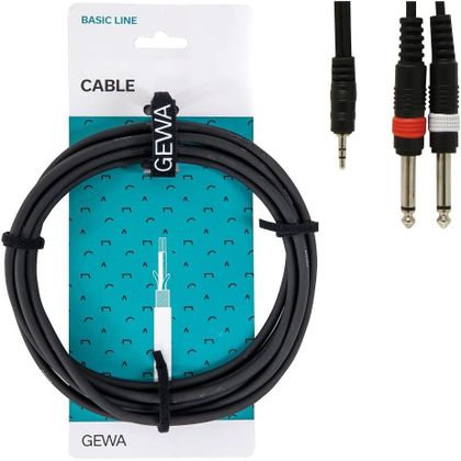 GEWA Basic line Cavo 1x Jack stereo 3,5 mm - 2x Jack mono 6,3mm 6mt