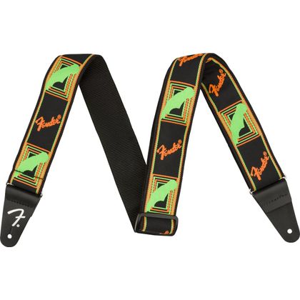 Fender Neon Monogrammed Strap Green/Orange Tracolla per Chitarra e Basso