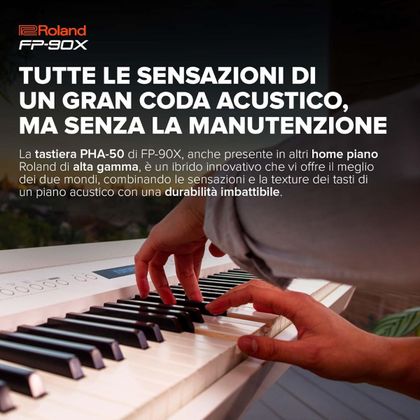 Roland FP90X White Pianoforte digitale 88 tasti bianco con stand e pedaliera