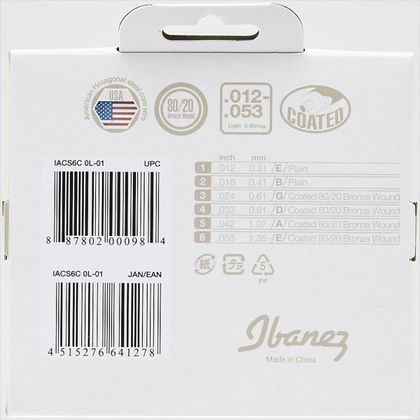 Ibanez IACS6C Muta di corde per chitarra acustica Light 012-053